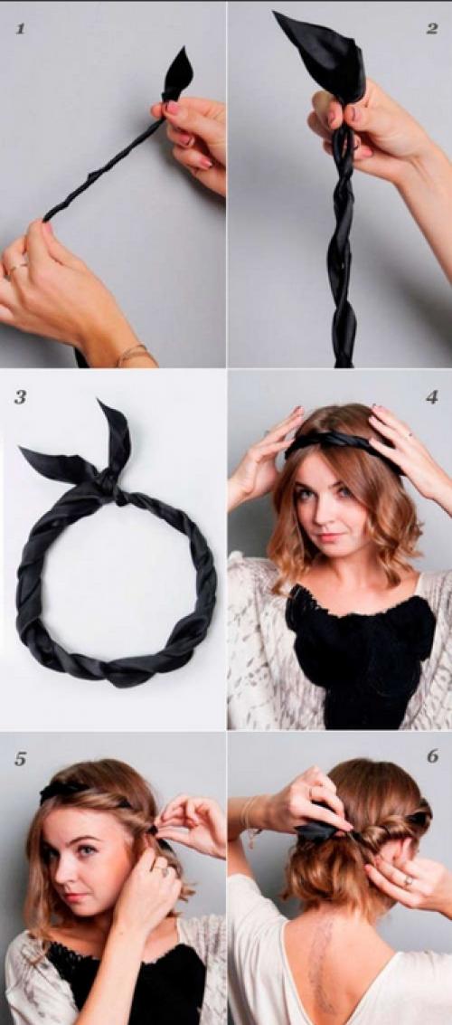 Как сделать прическу с помощью повязки для волос на короткие волосы