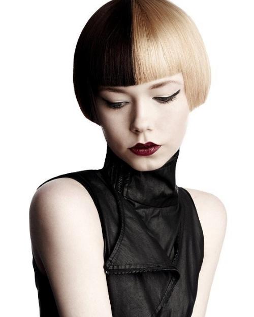 Покраска волос в два цвета черный и белый. Двухцветное окрашивание для коротких волос