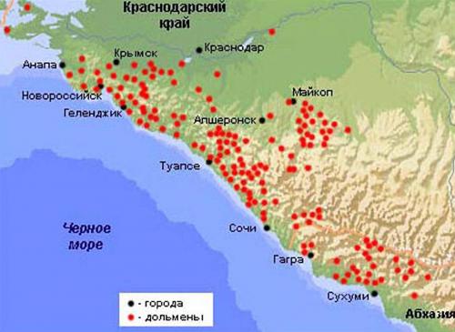 Дольмены на карте на черноморском побережье. Карта дольменов Краснодарского края