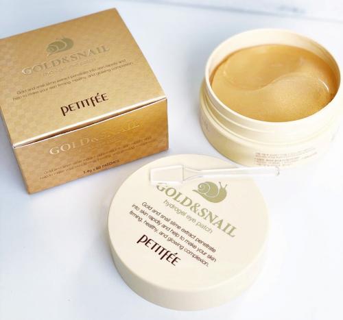 Патчи для глаз корейская косметика с улиткой. Гидрогелевые патчи для глаз с золотом и муцином улитки Gold and Snail Hydrogel Eye Patch Petitfee