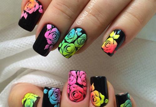 Как рисовать на ногтях розы. Маникюр по мокрому гель лаку