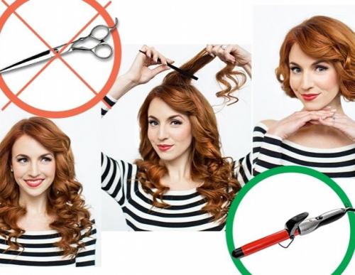 Как из длинных волос сделать видимость коротких .. Каре без ножниц 11 Как из длинных волос сделать видимость коротких .. Каре без ножниц 11