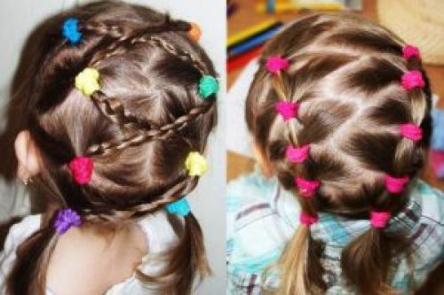 Красивые прически для маленьких девочек на средние волосы. Прически с резинками
