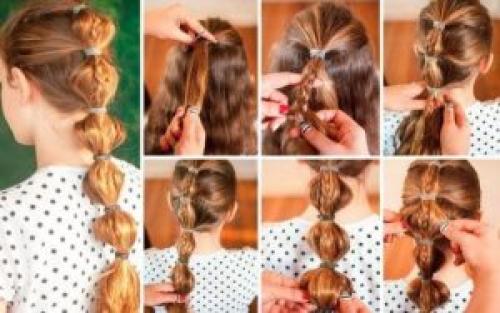 Прически на средние волосы для девочек. Прически с резинками