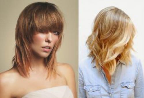 Прически на средней длины волосы с челкой. Каскад на средние волосы с челкой