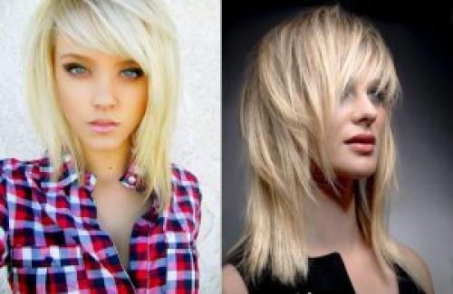 Прически на средней длины волосы с челкой. Каскад на средние волосы с челкой