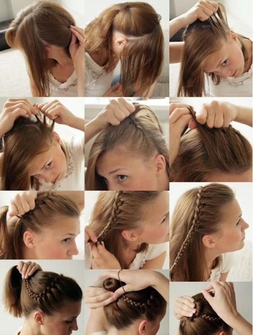 Собранные прически на средние волосы