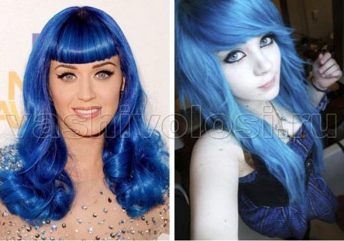 Окрашивание волос в синий цвет. 