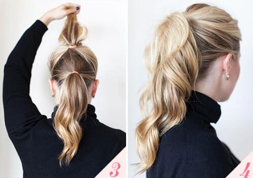 Прически для темных средней длины волос. Прически с хвостом на средние волосы