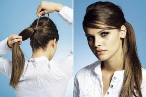 Как сделать хвост с прядями у лица. Элегантный конский хвост