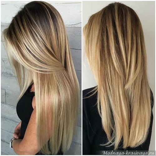 Омбре балаяж на длинные волосы. Длинные волосы