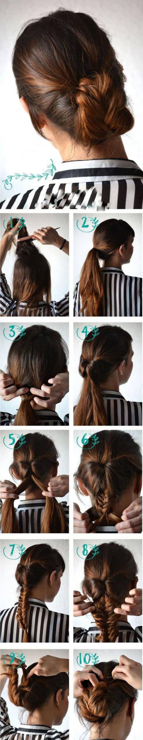 Строгая прическа на средние волосы. Пучки на средние волосы