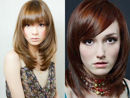 Стрижки для волос средней длины. Челка при средней стрижке