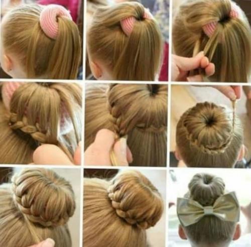 Детские прически с бубликом. Как сделать прическу с бубликом для волос пошагово с фото