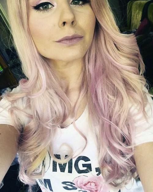 Розовые кончики волос на светлых волосах. Розовые пряди на темных волосах 07