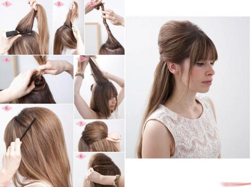 Собранные прически с челкой. Прически с частично собранными и распущенными волосами