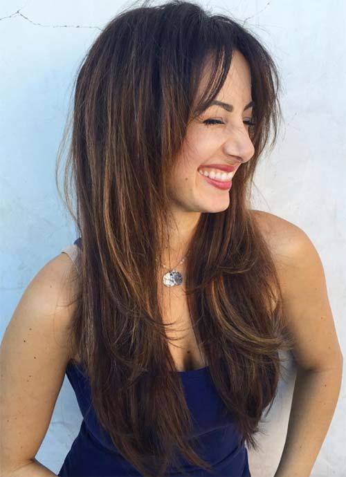 Прически на длинные волосы с челкой. Стрижки на длинные волосы каскад с челкой