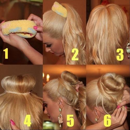 Прически с бубликом пошагово. Секрет прически — бублик или Как сделать прическу бублик без бублика?