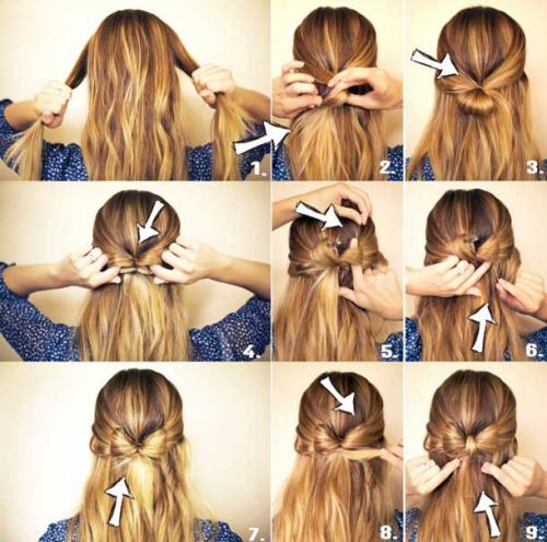 Прически для полудлинных волос. Прически с частично собранными и распущенными волосами