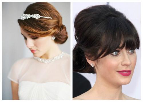 Свадебная укладка на средние волосы с челкой. Свадебные прически с челкой и без челки