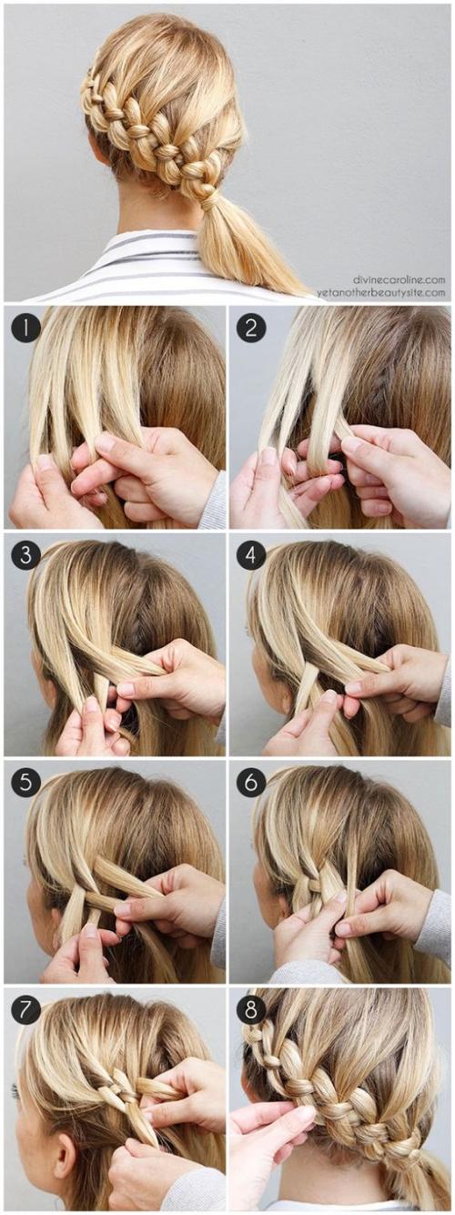 Прическу на среднюю длину волос. Хвосты