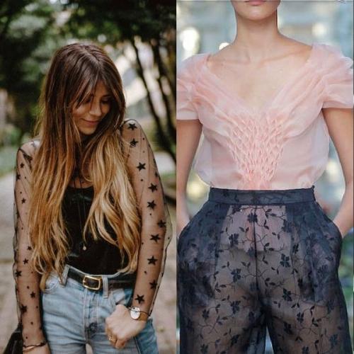 Синяя прозрачная блузка. Прозрачные блузки: модные фасоны и модели