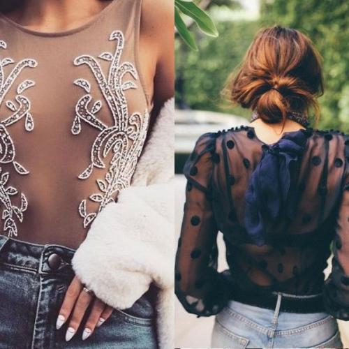 Синяя прозрачная блузка. Прозрачные блузки: модные фасоны и модели