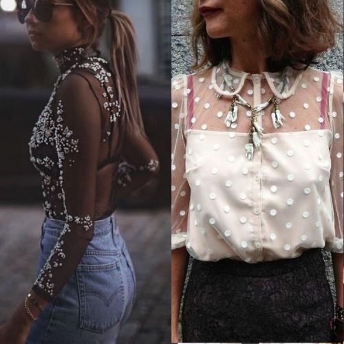 Синяя прозрачная блузка. Прозрачные блузки: модные фасоны и модели