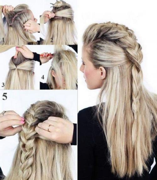 Прическа под длинное платье с открытыми плечами. На длинные волосы