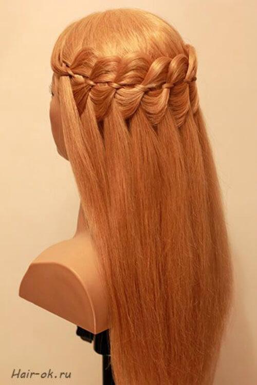 Коса на короткие волосы водопад. У прически множество плюсов: 12