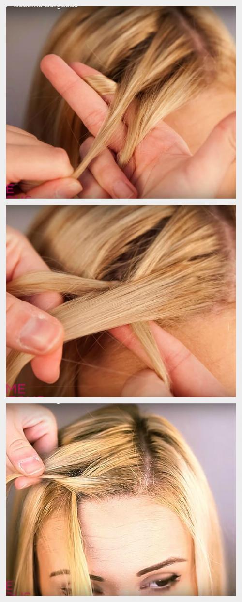 Коса на короткие волосы водопад. У прически множество плюсов: 04