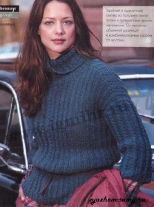 Объемный свитер крупной вязки спицами схема. Рубрика: 02