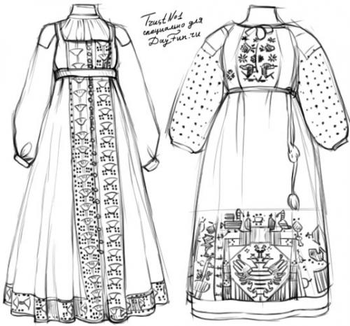 Русский народный костюм нарисовать. Как нарисовать русский народный костюм карандашом поэтапно