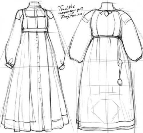 Русский народный костюм нарисовать. Как нарисовать русский народный костюм карандашом поэтапно