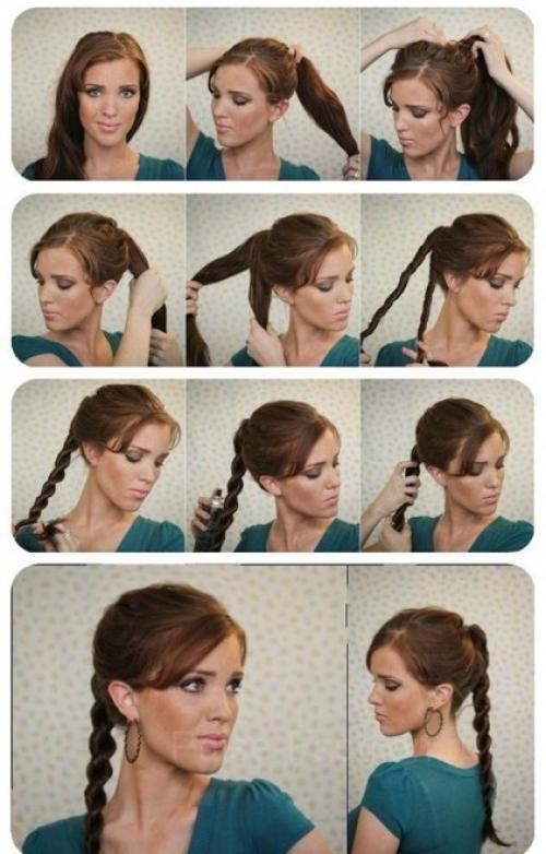 Прически с челкой на каждый день. Объемный хвост