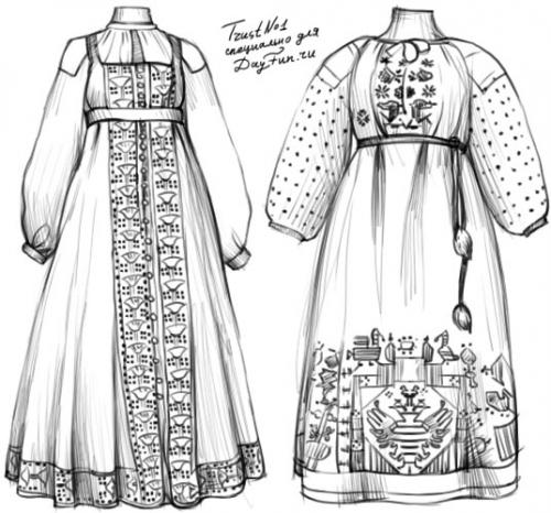 Русский народный костюм нарисовать. Как нарисовать русский народный костюм карандашом поэтапно