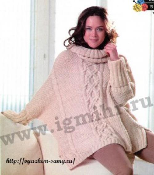 Свитер крупной вязки спицами схема. Рубрика: 04