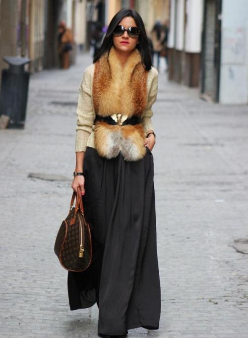 С чем носить юбку макси зимой. С чем носить длинные юбки зимой