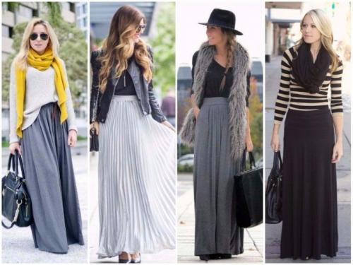 С чем носить юбку макси зимой 2019. Модные тенденции на юбки макси 2019