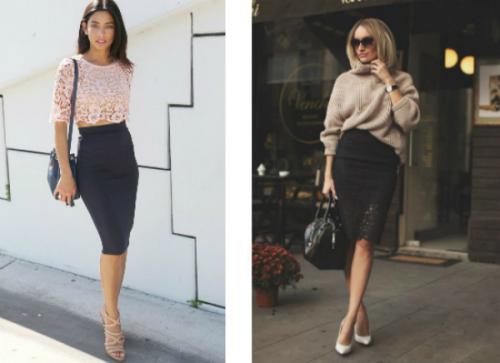 С чем носить юбки карандаш с завышенной талией. Материалы