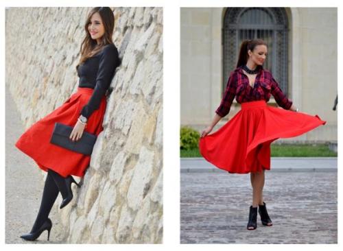 Красная юбка и черная блузка и белый пиджак. С чем можно носить красную юбку, правила сочетания моделей и выбор образа
