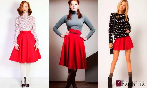 Красная юбка и черная блузка и белый пиджак. С чем можно носить красную юбку, правила сочетания моделей и выбор образа