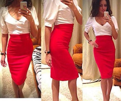 Красная юбка и черная блузка и белый пиджак. С чем можно носить красную юбку, правила сочетания моделей и выбор образа