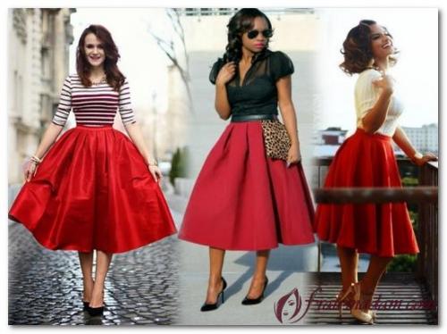 Красная юбка и черная блузка и белый пиджак. С чем можно носить красную юбку, правила сочетания моделей и выбор образа