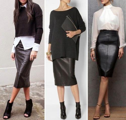 С чем носить юбки карандаш с завышенной талией. Материалы 15