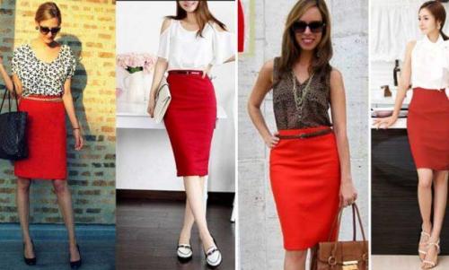 Красная юбка и черная блузка и белый пиджак. С чем можно носить красную юбку, правила сочетания моделей и выбор образа