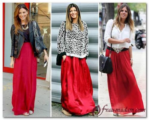 Красная юбка и черная блузка и белый пиджак. С чем можно носить красную юбку, правила сочетания моделей и выбор образа