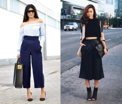 С чем носить кюлоты осенью 2019. 