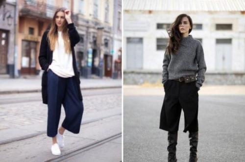 С чем носить кюлоты осенью 2019. 