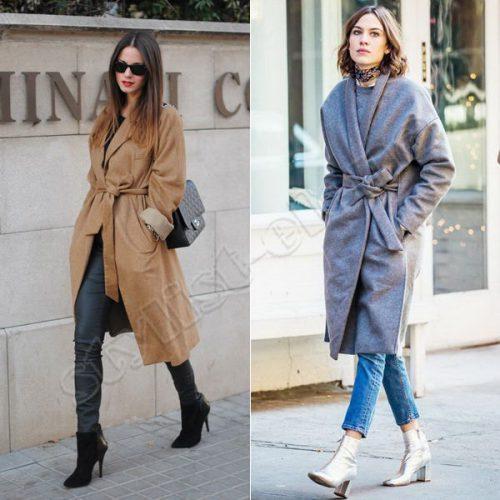 С какой обувью носить черное пальто халат. Как носить пальто-халат: лучшие сочетания с одеждой, обувью, аксессуарами